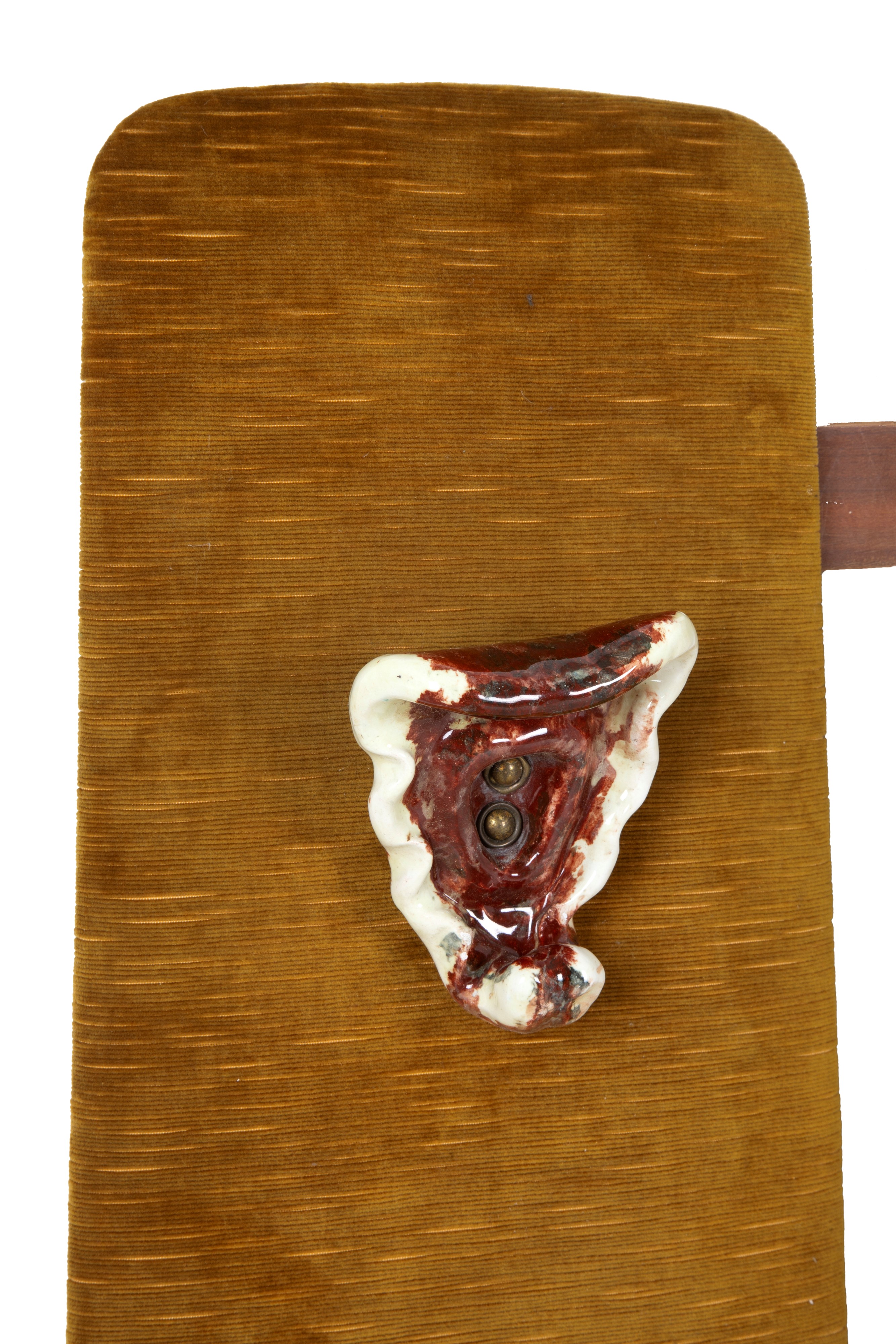 Gabbianelli, Appendiabiti con specchio, ganci in ceramica invetriata e rivestimento in velluto