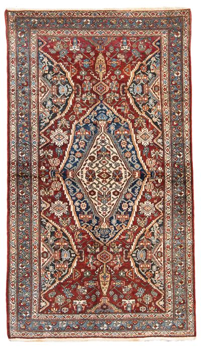 Tappeto Mishan, Persia, circa 1900, dimensioni 223x128 cm circa