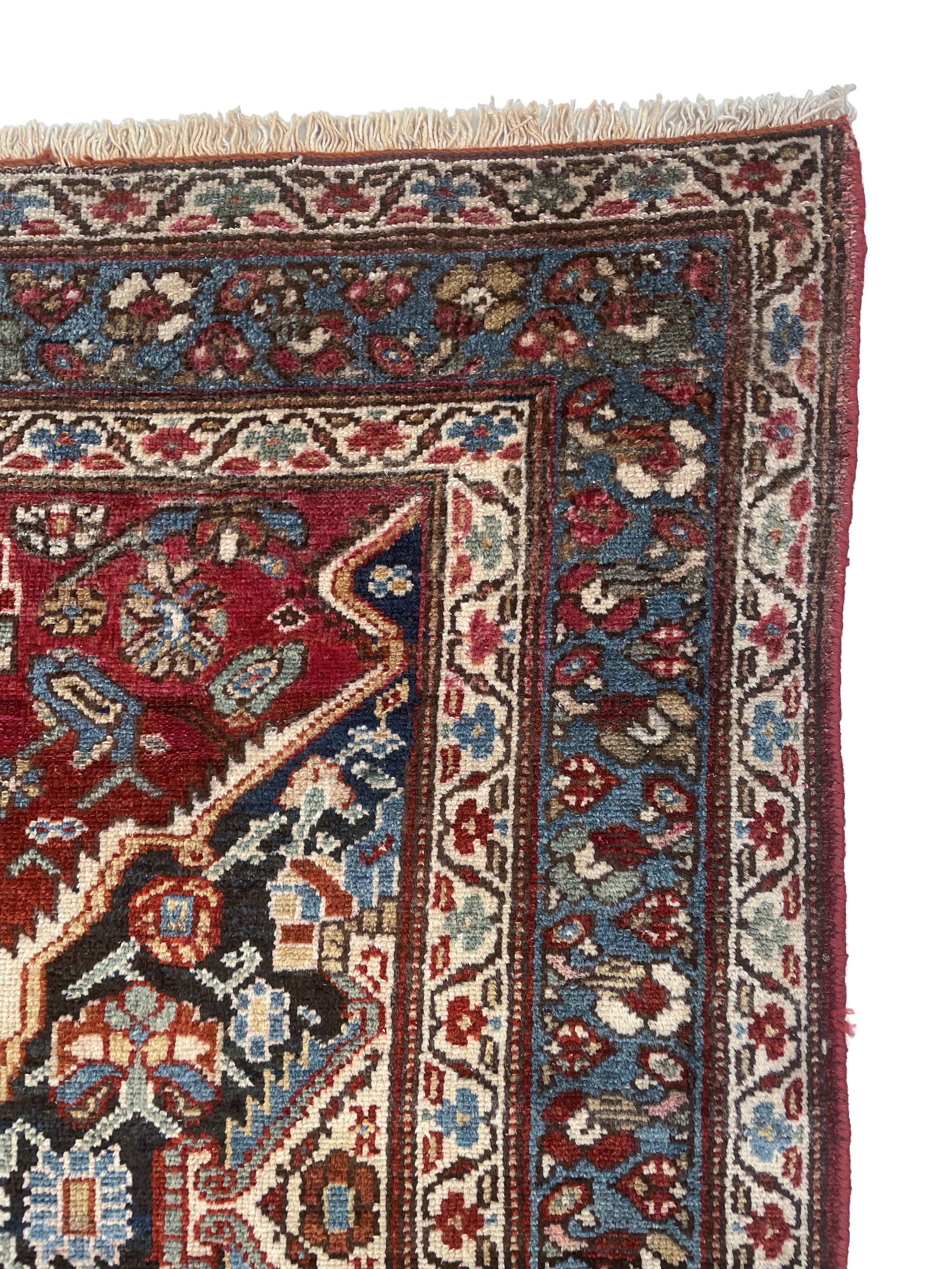 Tappeto Mishan, Persia, circa 1900, dimensioni 223x128 cm circa