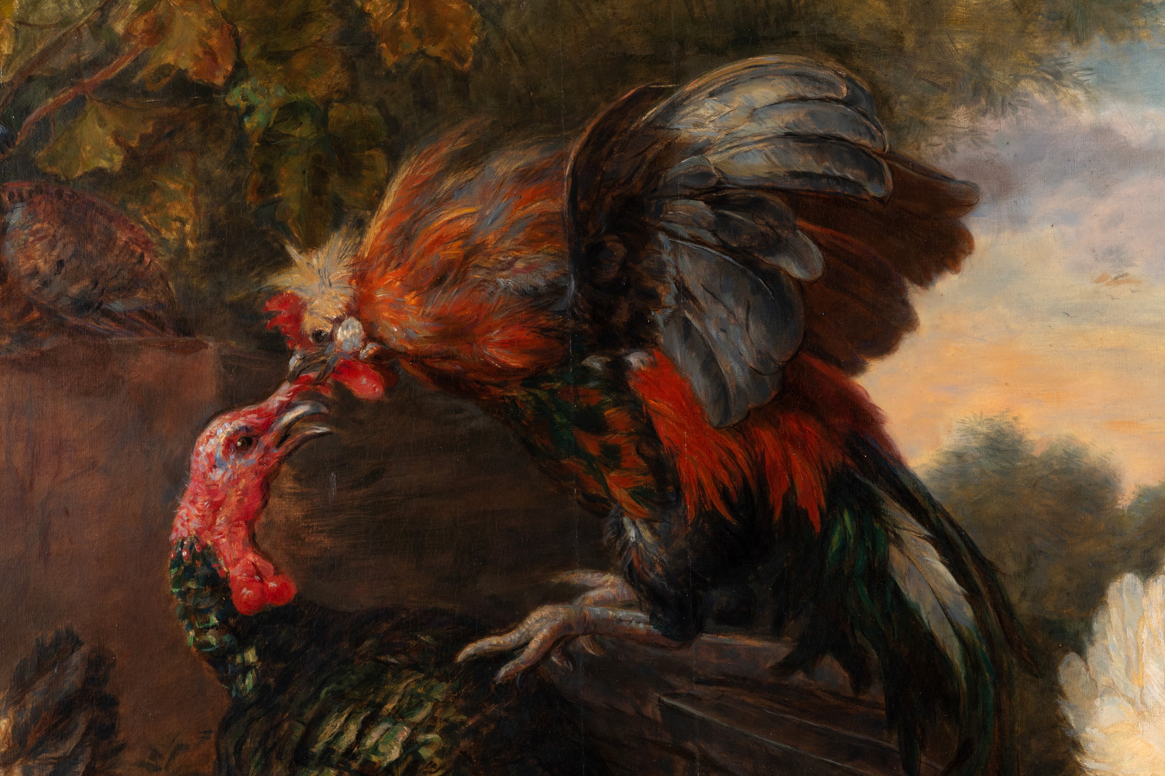Dipinto, Lotta nell’aia, olio su tela, XIX secolo