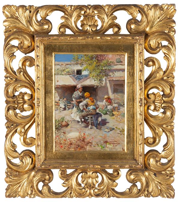 RICCARDO PELLEGRINI - Painting "COUNTRY LIFE SCENE"
