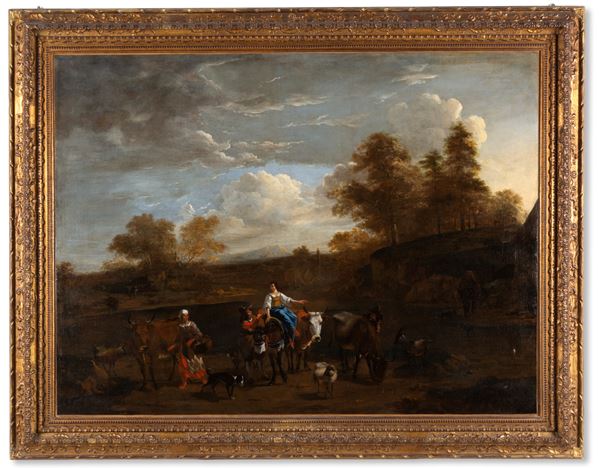 ABRAHAM BEGEYN - Painting "CHARACTERS WITH ANIMALS"