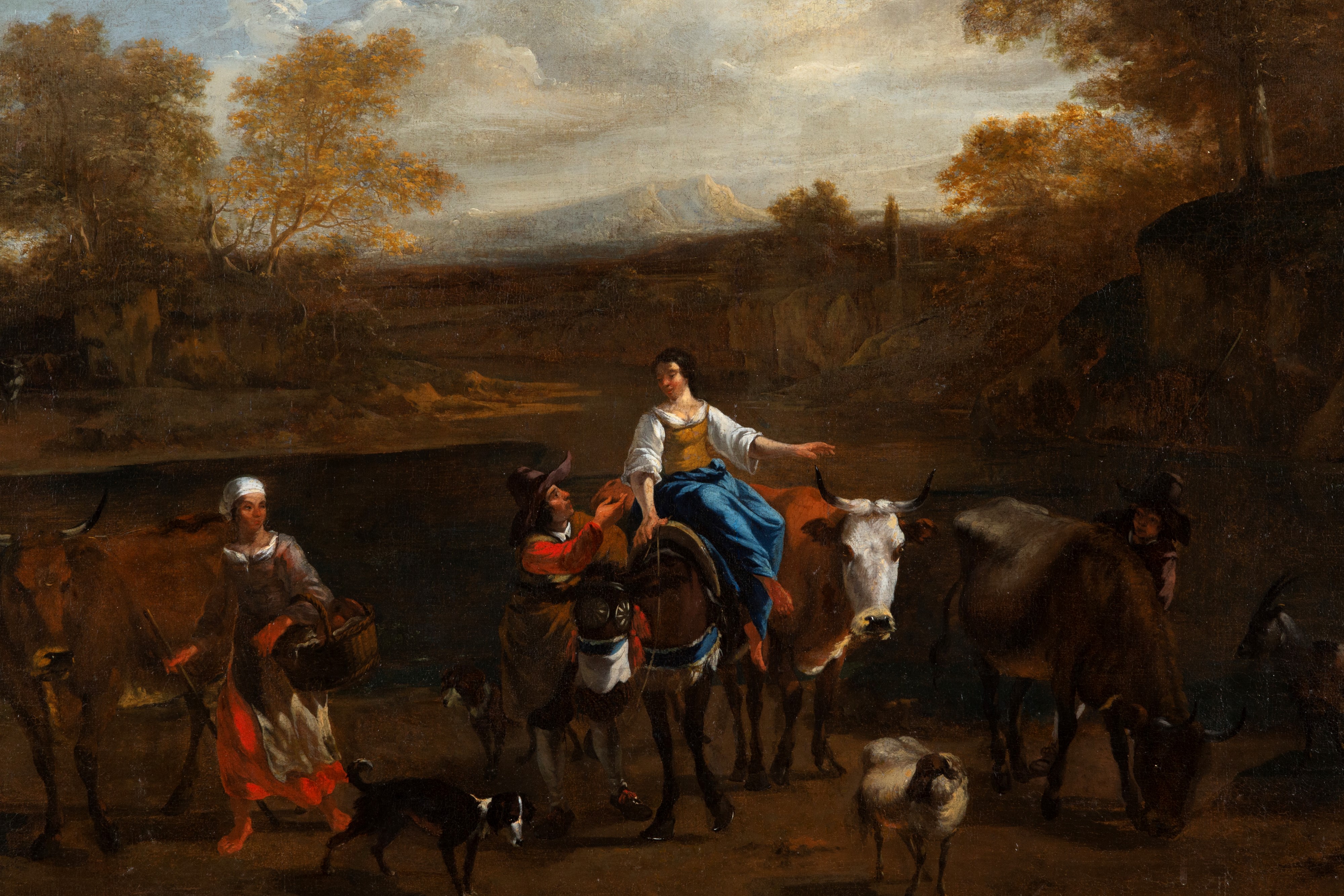 Abraham Begeyn - Personaggi con animali, olio su tela