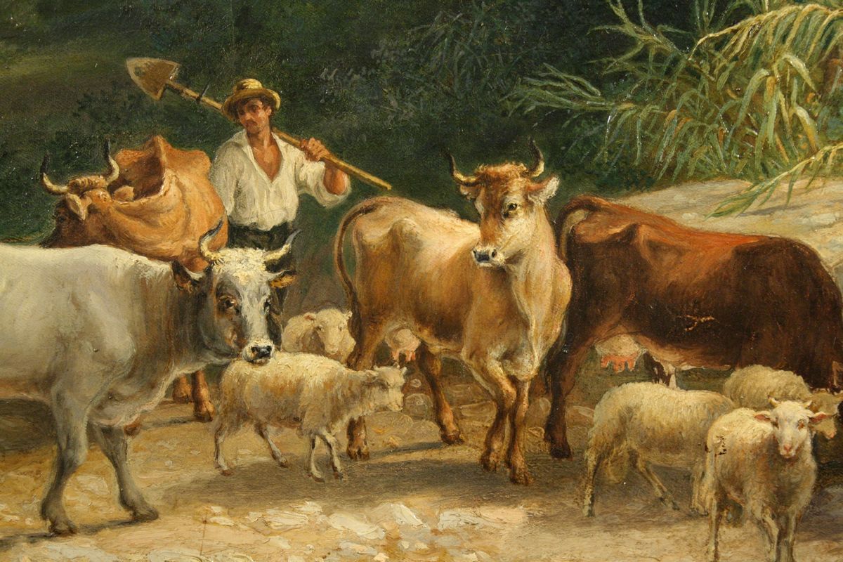 Pietro della Valle - Dipinto ''paesaggio con Pastori e Armenti''